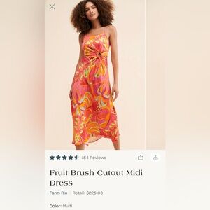 FARM Rio Fruit Brush Satin Pink and Orange Side Ruched Dress